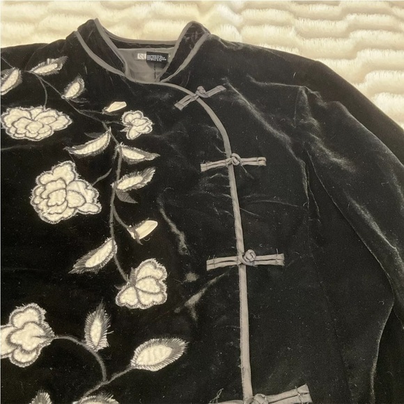 CAROLE LITTLE Velvet & Silk Black Jacket Size S - Picture 5 of 8